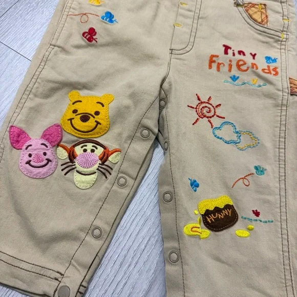 Disney Kids Overalls - Tan with Colorful Embroidery - Picture 4 of 10